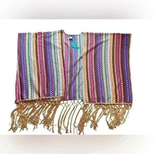 NWT Antica Sartoria by Giacomo Cinque Hand Knitted Light Wool Poncho One Size